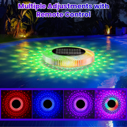 Warmtuyo Solar Rechargeable Floating Pool Lights with Remote Control IP68 Waterproof Chlorine Floater Dispenser for Inground Pool, Bathroom, Bathtub, Pool Party,for 3'' or 1'' Tablets