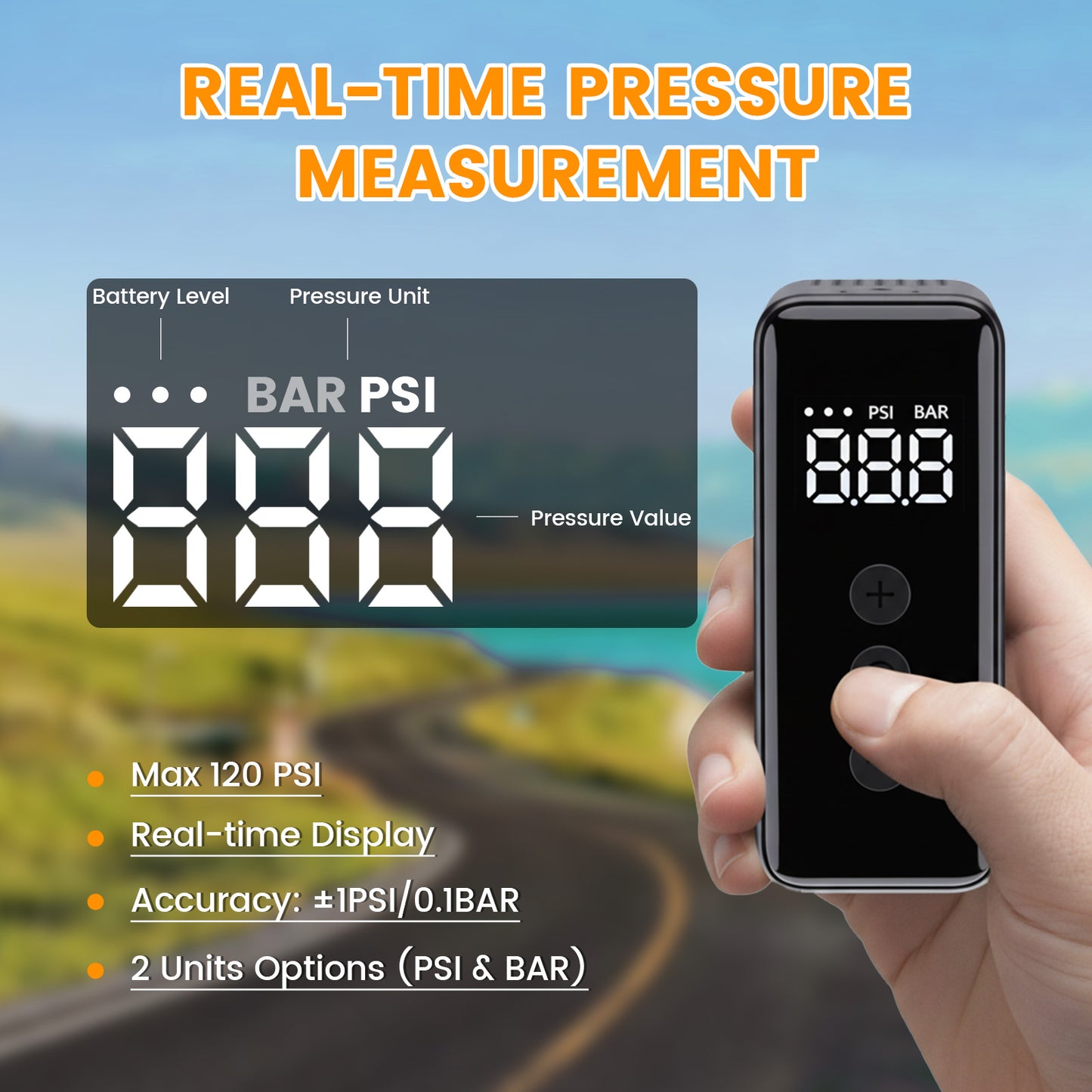 WARMTUYO Electric Mini Bike Air Pump with 120 PSI Pressure Gauge