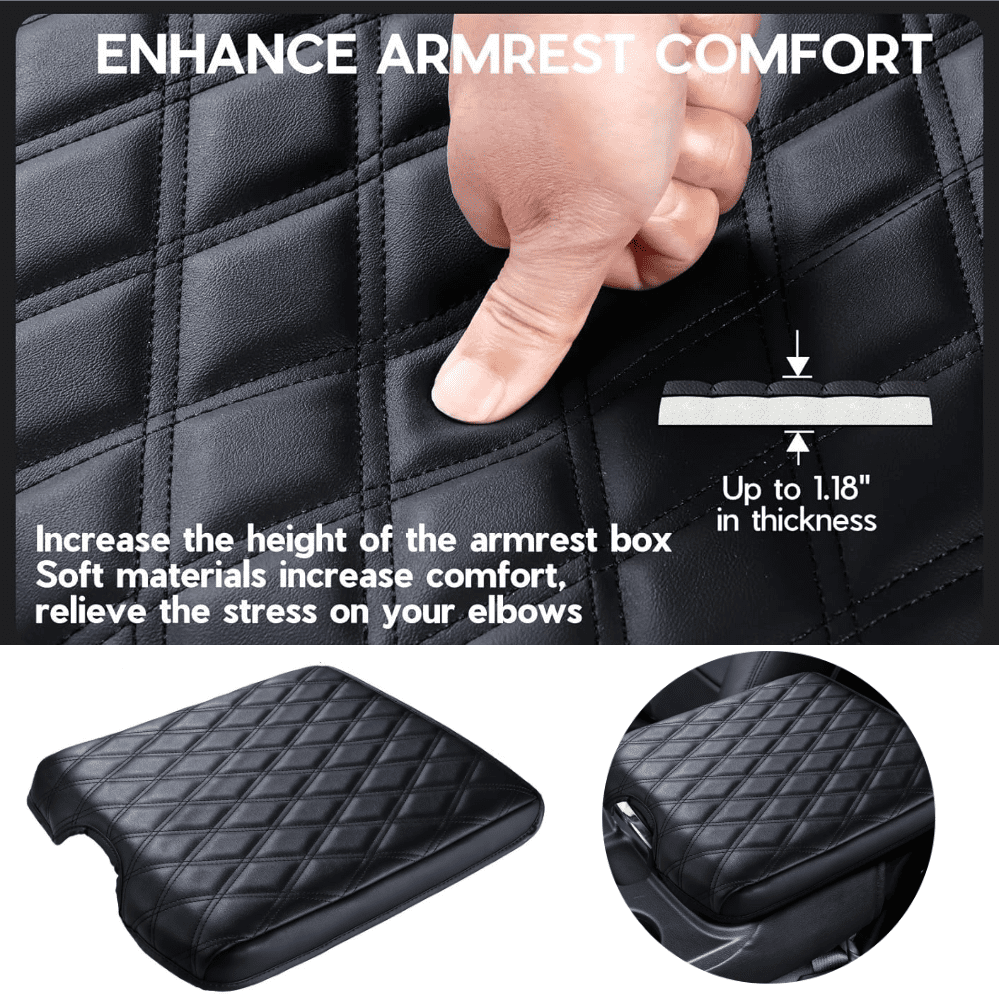 Center Console Cover Armrest Cover Compatible with 2013-2018 Ram 1500&2013-2024 Dodge Ram 2500/3500/1500 Classic Model, Leather Arm Rest Covering for Car