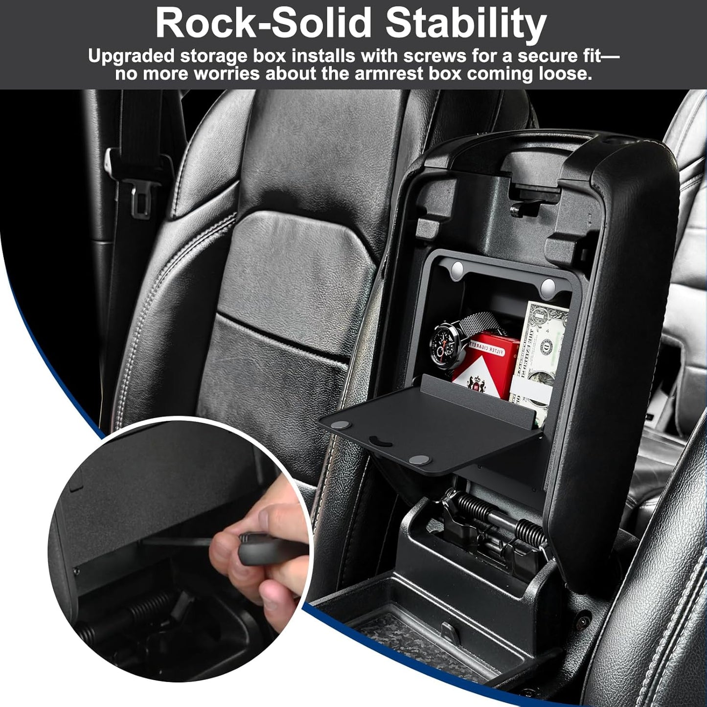 DIAMOOKY Jeep Wrangler & Gladiator Accessories 2PCS Front Under Seat Storage Bin & Center Console Hidden Organizer Box