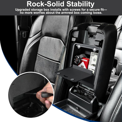 DIAMOOKY Jeep Wrangler & Gladiator Accessories 2PCS Front Under Seat Storage Bin & Center Console Hidden Organizer Box