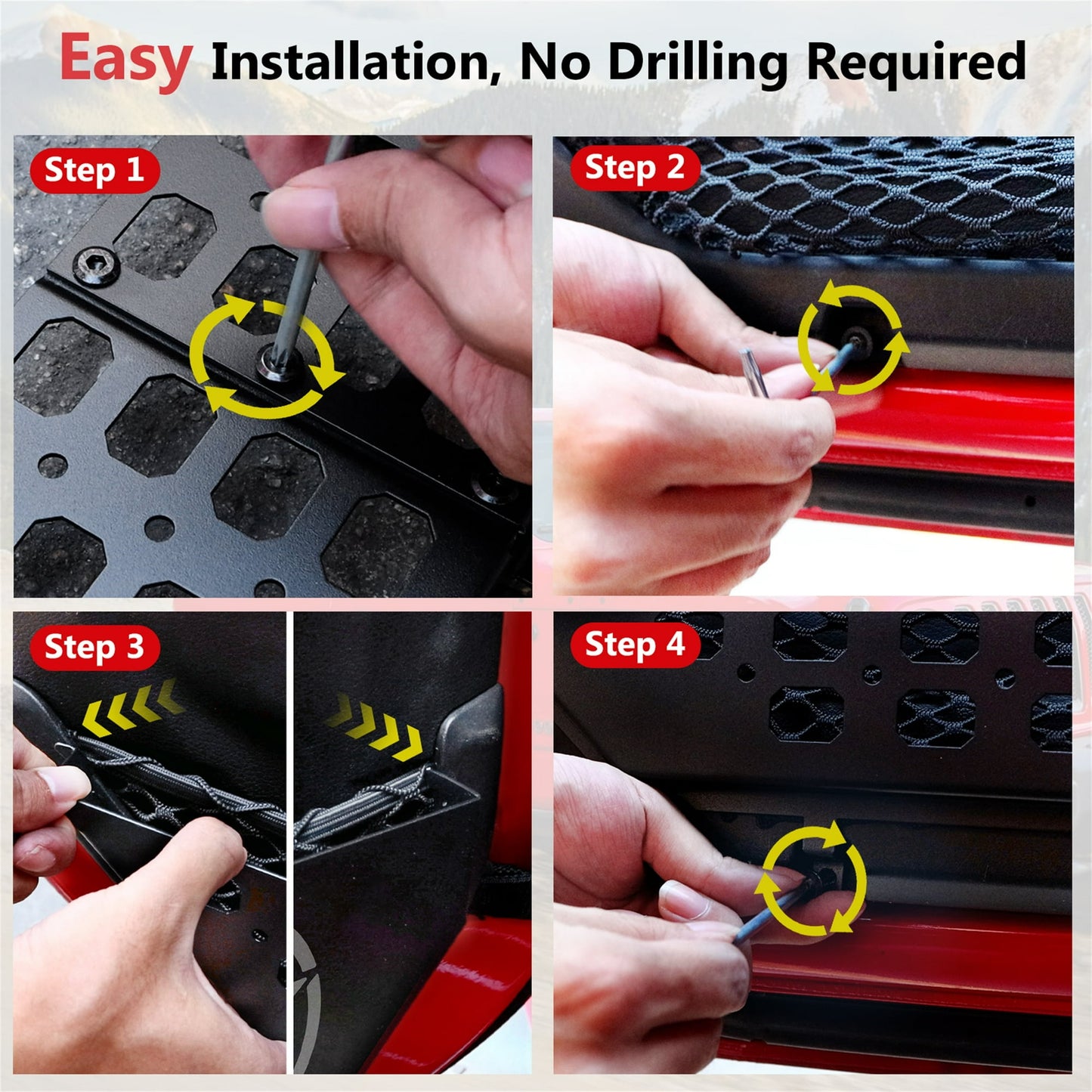 DIAMOOKY Front Door Pocket Storage Box for Jeep Wrangler JL JLU 4XE 2018-2025 & Gladiator JT 2020-2022 2023 2024 2025, 2PCS - Front Door Flat Star