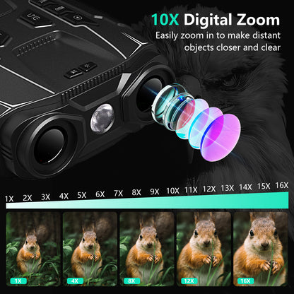 WARMTUYO Night Vision Binoculars, Infrared Night Vision Goggles with HD Video and Photo Modes, 32GB Card,with LED Flashlight for Camping & Security, Gifts for Men