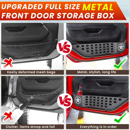 DIAMOOKY Front Door Pocket Storage Box for Jeep Wrangler JL JLU 4XE 2018-2025 & Gladiator JT 2020-2022 2023 2024 2025, 2PCS - Front Door Star