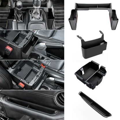 DIAMOOKY 4PCS Center Console Organizer for Jeep Wrangler JL JLU 4xe 2018-2025 & Gladiator JT 2020-2025 Accessories Gear Shift Side Tray Hanging Armrest Storage Box (Not for JK/JKU)