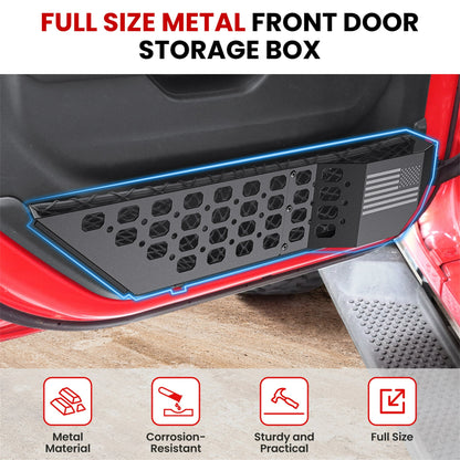 DIAMOOKY Front Door Pocket Storage Box for Jeep Wrangler JL JLU 4XE 2018-2025 & Gladiator JT 2020-2022 2023 2024 2025, 2PCS - Front Door Flag