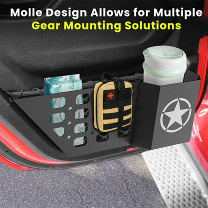 DIAMOOKY Rear Door Pocket Storage Box for Jeep Wrangler JL JLU 4XE 2018-2025 & Gladiator JT 2020-2022 2023 2024 2025, 2PCS - Rear Door Star