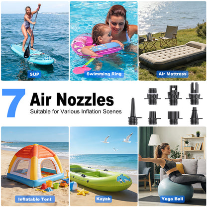WARMTUYO 22PSI Electric SUP Air Pump 12V DC High Pressure for Paddleboards, Kayaks, Air Mattresses, Swimming Rings, Yoga Balls