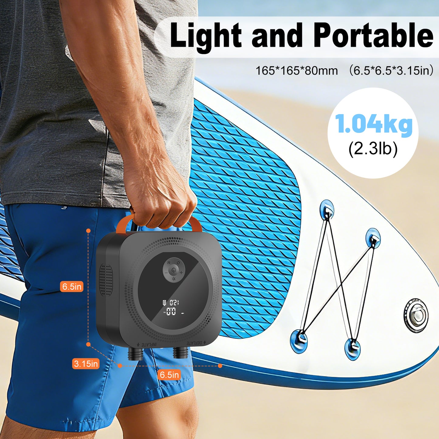 WARMTUYO 22PSI Electric SUP Air Pump 12V DC High Pressure for Paddleboards, Kayaks, Air Mattresses, Swimming Rings, Yoga Balls