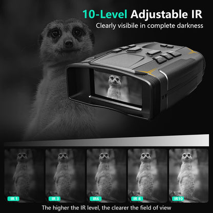 WARMTUYO Gray Night Vision Goggles for Adults,4K Night Vision Binoculars with 5000mAh Rechargeable Battery,32GB Card,with LED Flashlight for Camping & Security, Gifts for Men