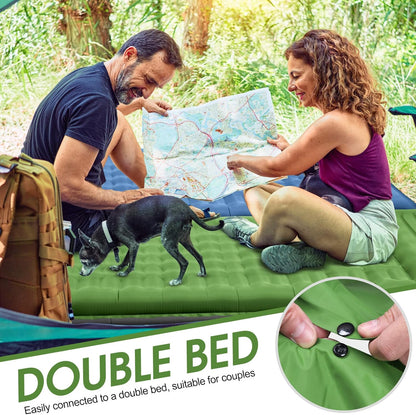 WARMTUYO Camping Sleeping Pad, 12cm Extra Thick Inflatable Air Mattress with Built-In Foot Pump & Pillow, Waterproof Sleeping Mat with Compact Pack Size, Anti-Ripstop Camping Mattress for Hiking, Backpacking & Beach