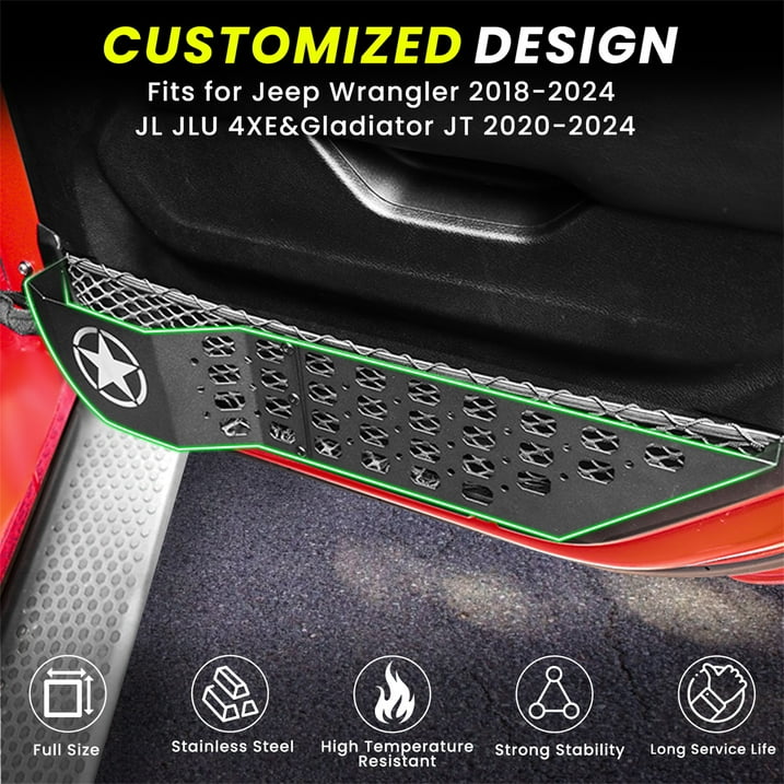 DIAMOOKY Front Door Pocket Storage Box for Jeep Wrangler JL JLU 4XE 2018-2025 & Gladiator JT 2020-2022 2023 2024 2025, 2PCS - Front Door Star