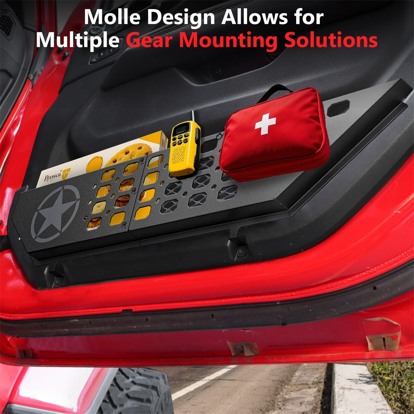 DIAMOOKY Front Door Pocket Storage Box for Jeep Wrangler JL JLU 4XE 2018-2025 & Gladiator JT 2020-2022 2023 2024 2025, 2PCS - Front Door Flat Star