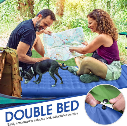 WARMTUYO Camping Sleeping Pad, 12cm Extra Thick Inflatable Air Mattress with Built-In Foot Pump & Pillow, Waterproof Sleeping Mat with Compact Pack Size, Anti-Ripstop Camping Mattress for Hiking, Backpacking & Beach