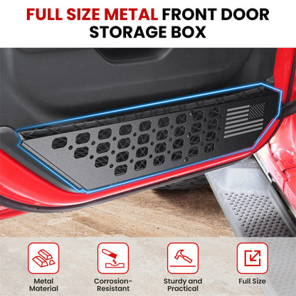DIAMOOKY Front Door Pocket Storage Box for Jeep Wrangler JL JLU 4XE 2018-2025 & Gladiator JT 2020-2022 2023 2024 2025, 2PCS - Front Door Flat Flag