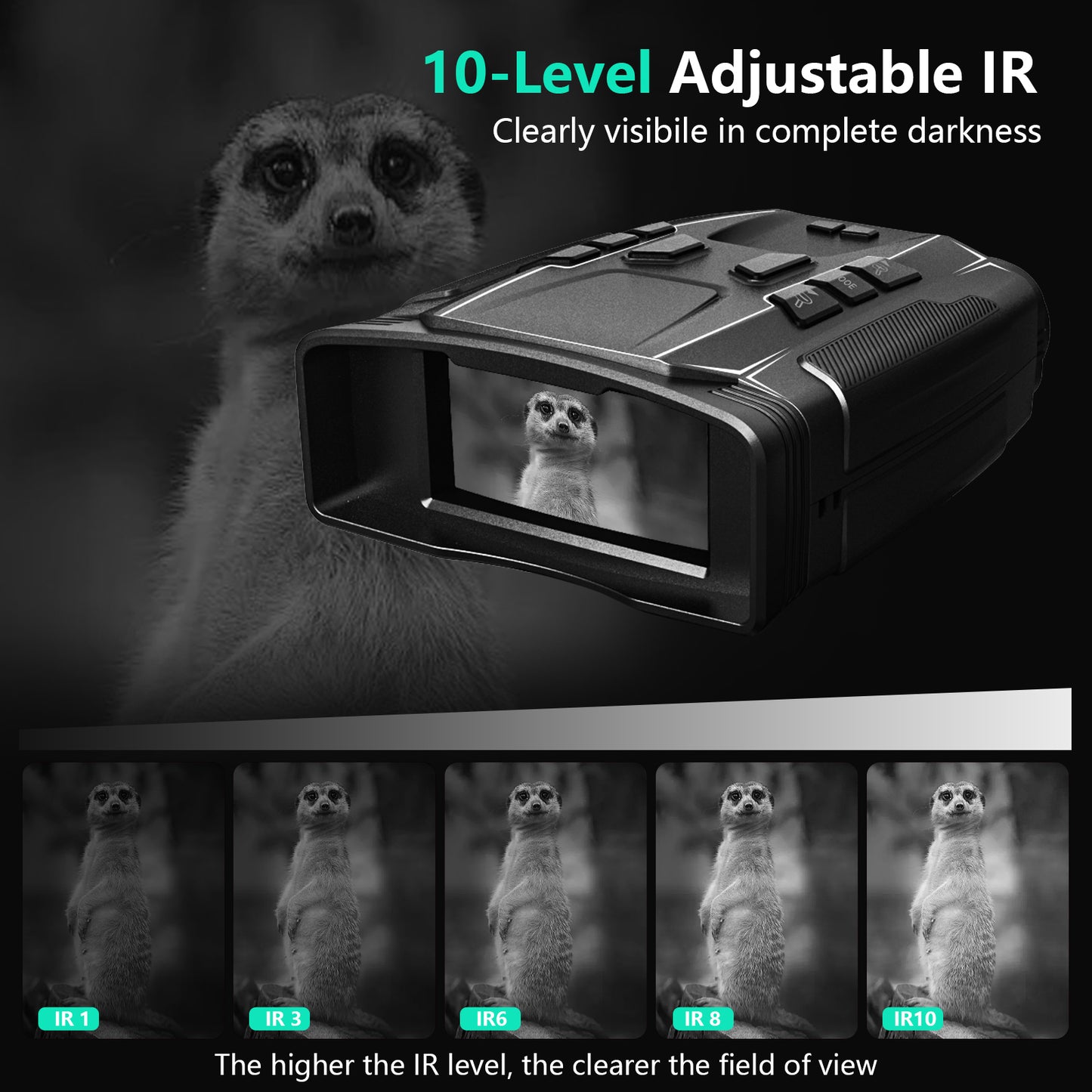 WARMTUYO Night Vision Binoculars, Infrared Night Vision Goggles with HD Video and Photo Modes, 32GB Card,with LED Flashlight for Camping & Security, Gifts for Men