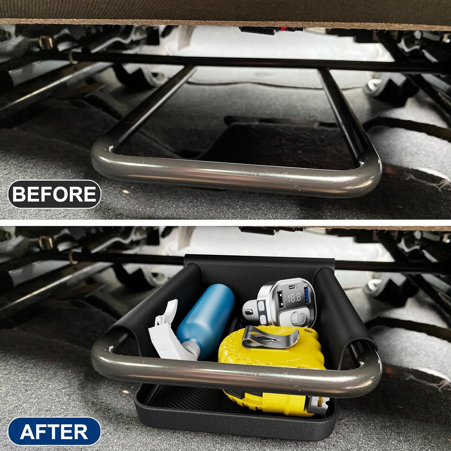 DIAMOOKY Jeep Wrangler & Gladiator Accessories 2PCS Front Under Seat Storage Bin & Center Console Hidden Organizer Box