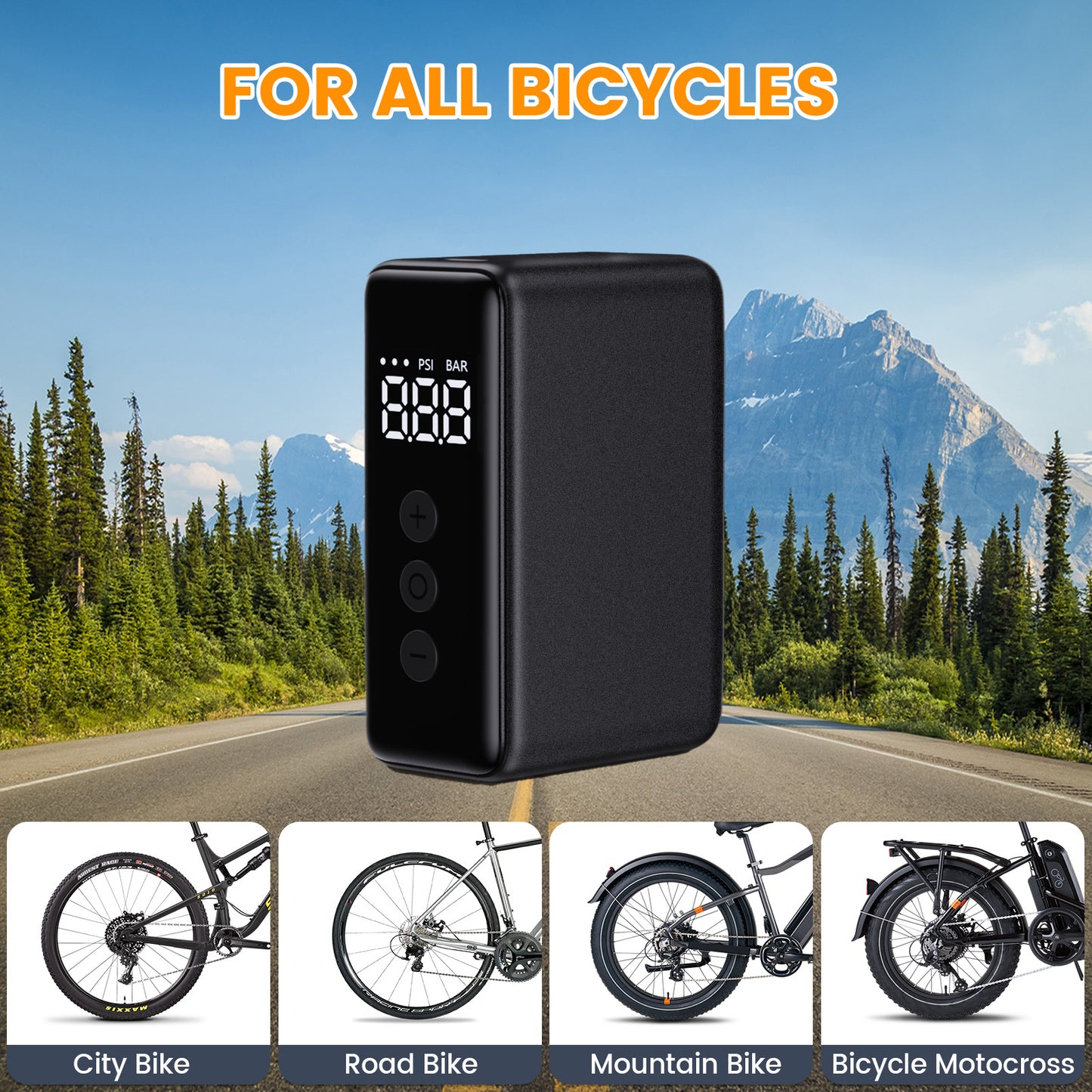 WARMTUYO Electric Mini Bike Air Pump with 120 PSI Pressure Gauge