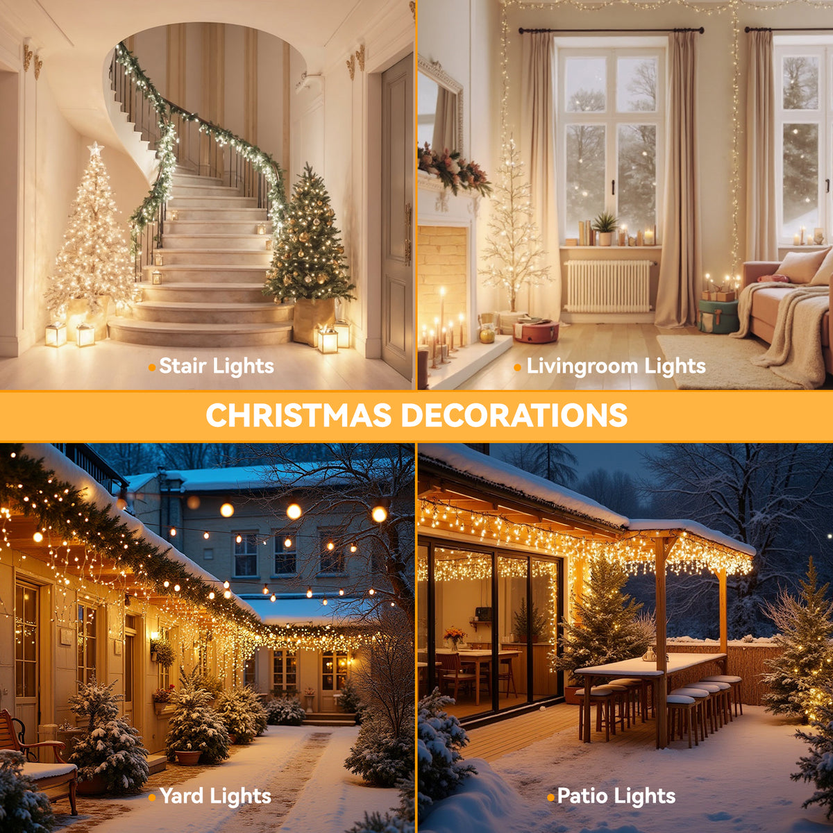 WARMTUYO 99FT 300 LED Christmas Tree Lights, Twinkle Fairy Lights String with 8 Flashing Modes For Indoor Bedroom Outdoor Halloween Xmas Trees Garland Wreath Holiday Decorations, Warm White