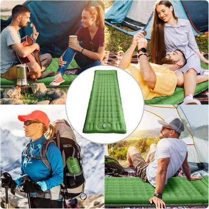 WARMTUYO Camping Sleeping Pad, 12cm Extra Thick Inflatable Air Mattress with Built-In Foot Pump & Pillow, Waterproof Sleeping Mat with Compact Pack Size, Anti-Ripstop Camping Mattress for Hiking, Backpacking & Beach