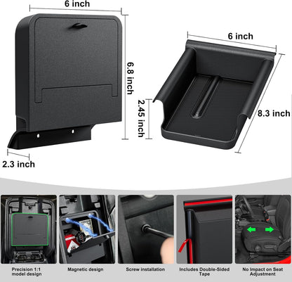 DIAMOOKY Jeep Wrangler & Gladiator Accessories 2PCS Front Under Seat Storage Bin & Center Console Hidden Organizer Box