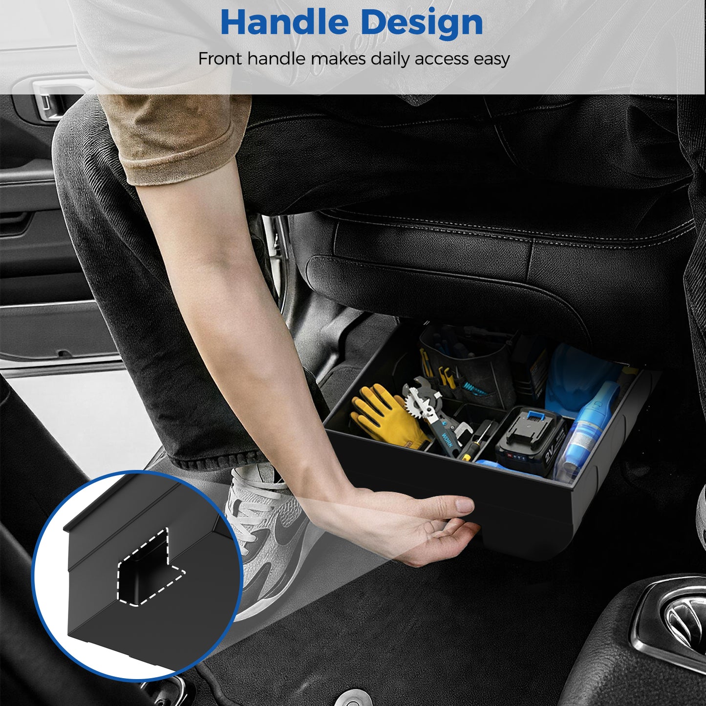 DIAMOOKY Rear Under Seat Storage Box for Jeep Wrangler JL JLU 4-Door (2018-2026) Accessories | Under Back Seat Organizer Tray Tool Case ( NOT for 2-Door, 4xe & Gladiator JT)