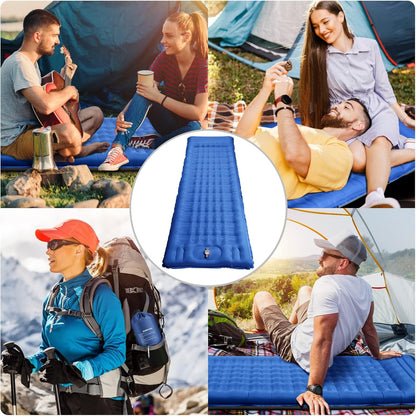 WARMTUYO Camping Sleeping Pad, 12cm Extra Thick Inflatable Air Mattress with Built-In Foot Pump & Pillow, Waterproof Sleeping Mat with Compact Pack Size, Anti-Ripstop Camping Mattress for Hiking, Backpacking & Beach