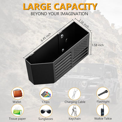 DIAMOOKY Metal Center Console Organizer for Jeep Wrangler Accessories and Jeep Gladiator JL JLU 2025 2024 2023 2022-2018 Rubicon Sahara 4xe, Storage Box Tray, Not for JK/JKU, 2 PCs