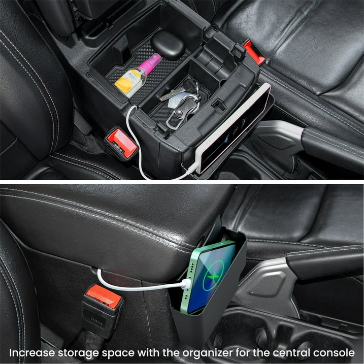 DIAMOOKY 4PCS Center Console Organizer for Jeep Wrangler JL JLU 4xe 2018-2025 & Gladiator JT 2020-2025 Accessories Gear Shift Side Tray Hanging Armrest Storage Box (Not for JK/JKU)