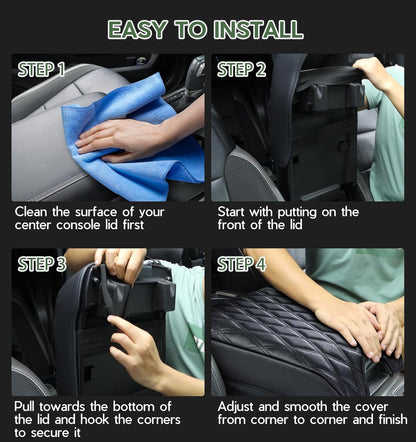 DIAMOOKY Center Console Cover Armrest Cover Compatible with Ford F150 2015-2020, F250 F350 F450 2017-2022, Expedition 2018-2024, PU Leather Arm Rest Covering for Car,Truck Interior Accessories