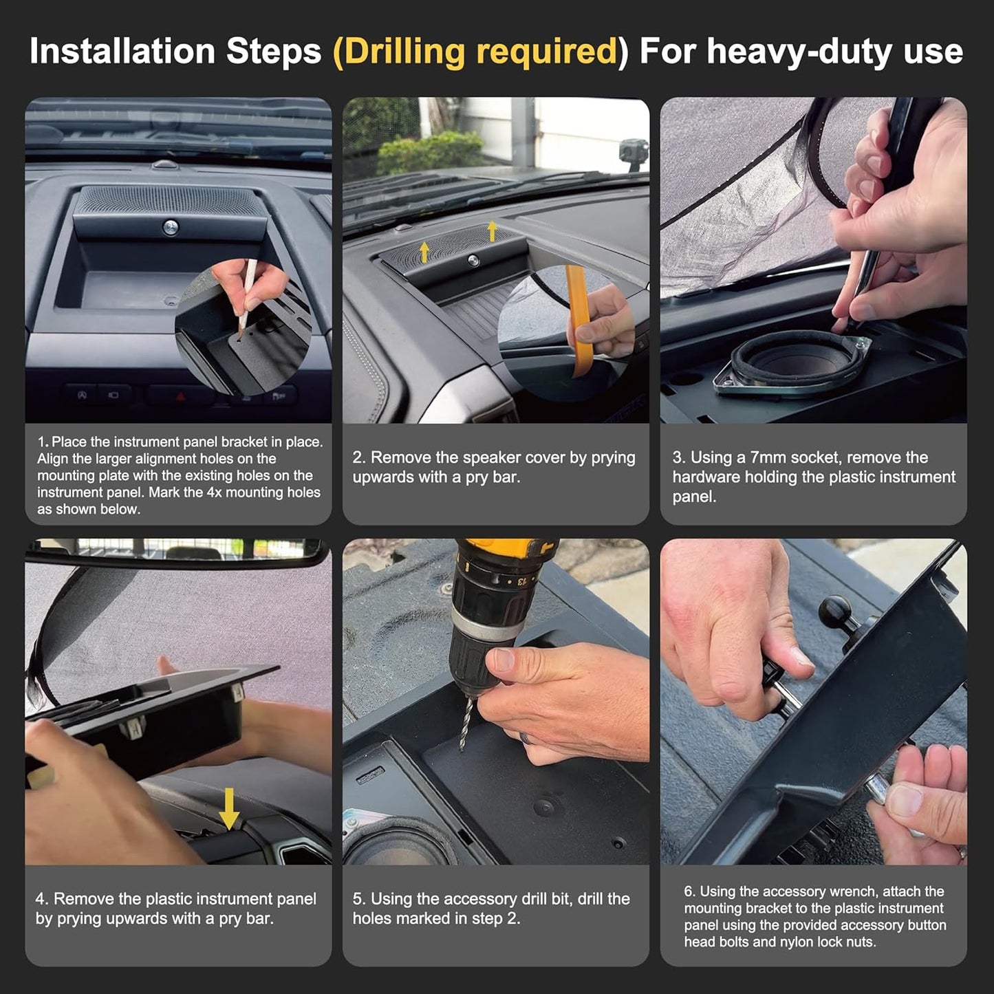 DIAMOOKY Dash Mount Phone Holder for Ford Metal Cellphone Mounting Bracket Stand Compatible with 2015-2020 F150 & 2017-2022 F250 & F350 & 2018-2021 Expedition
