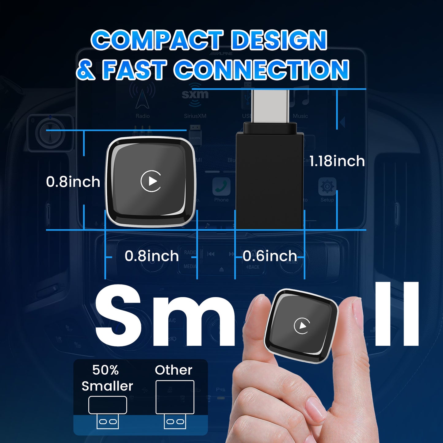 DIAMOOKY 2-in-1 Wireless CarPlay Adapter for Apple CarPlay & Android Auto, 2026 Plug & Play CarPlay Dongle Converts Wired to Wireless, Mini Bluetooth Car Play Adapter with Type-C Extension