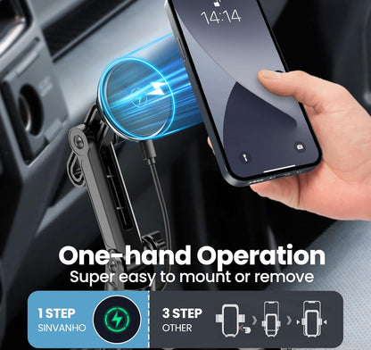 DIAMOOKY Magnetic Cup Holder Phone Mount for Magsafe Wireless Car Mount Charger 15W Cell Phone Stand with Adjustable Height for iPhone 12-16 Series