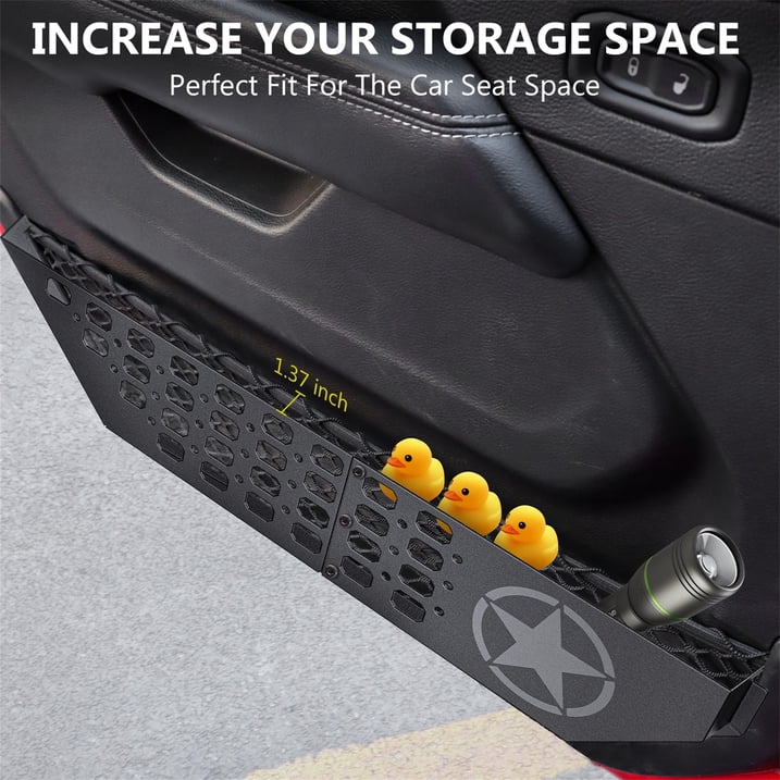 DIAMOOKY Front Door Pocket Storage Box for Jeep Wrangler JL JLU 4XE 2018-2025 & Gladiator JT 2020-2022 2023 2024 2025, 2PCS - Front Door Flat Star