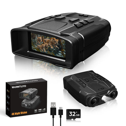 WARMTUYO Night Vision Binoculars, Infrared Night Vision Goggles with HD Video and Photo Modes, 32GB Card,with LED Flashlight for Camping & Security, Gifts for Men