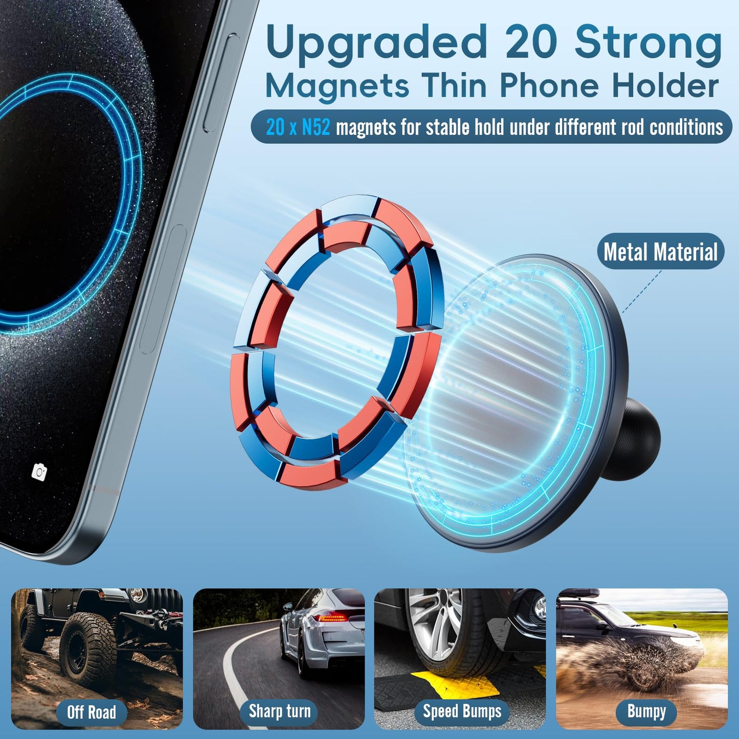DIAMOOKY Magnetic Vent Phone Mount for Ford F150 (2015-2020), Super Duty (2017-2021) & Expedition (2018-2021), Full Metal Car Phone Holder Bracket for All iPhone & Android