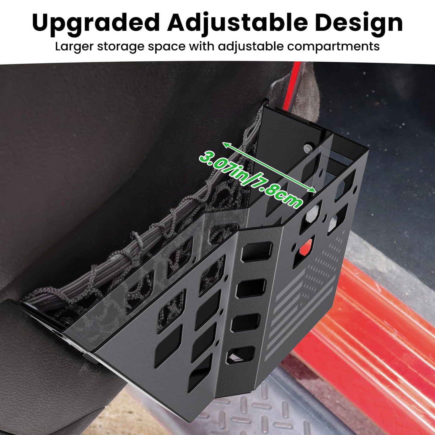 DIAMOOKY Upgraded Metal Front Door Pockets Molle Panels for Jeep Wrangler JK JKU 2007-2018 2/4 Doors, Adjustable Door Storage Box Organizer Accessories (2PCS)