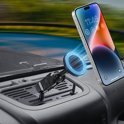 DIAMOOKY Stainless Steel Phone Mount for Jeep Wrangler JK JKU 2011-2017, All-Metal Magnetic & Clamp Dual-Head Dash Holder, Anti-Shake Cradle with American Flag Design, Uses OEM Screws