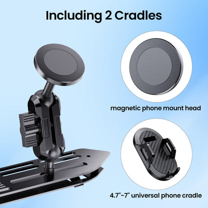 DIAMOOKY Stainless Steel Phone Mount for Jeep Wrangler JL (2018-2023) & Gladiator JT (2020-2023), Magnetic & Clamp Dual Holders, All-Metal Shakeproof Dash Bracket, Non-4xe