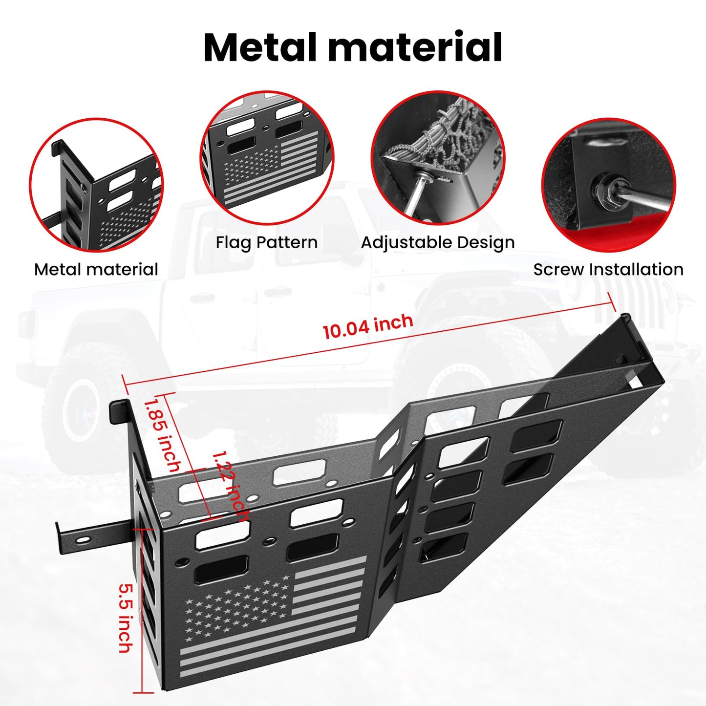DIAMOOKY Upgraded Metal Front Door Pockets Molle Panels for Jeep Wrangler JK JKU 2007-2018 2/4 Doors, Adjustable Door Storage Box Organizer Accessories (2PCS)